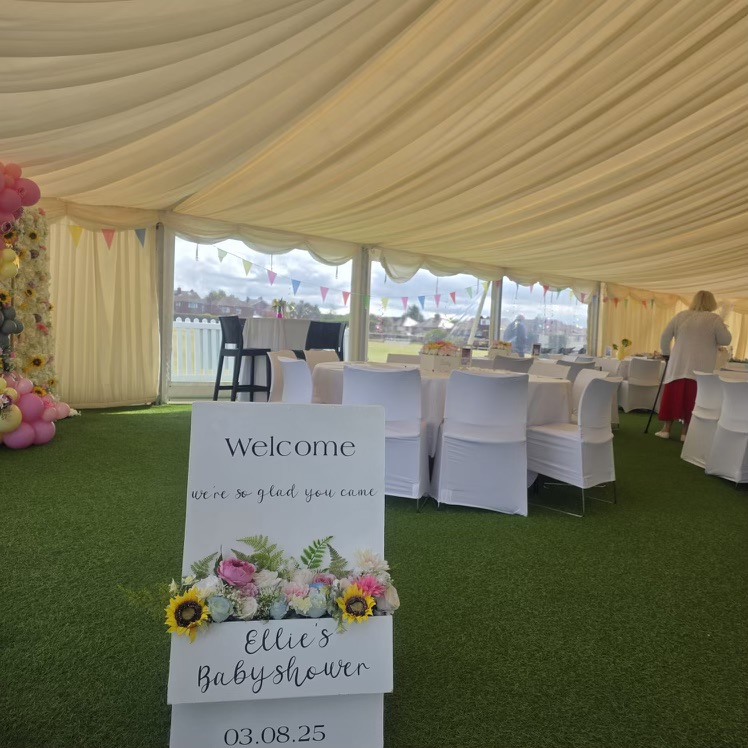 Baby Shower Outdoor Marquee Tables With Welcome Sign 2